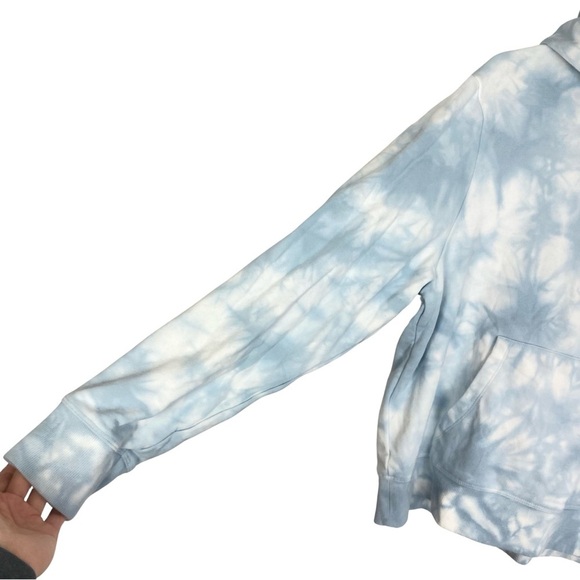 Good American Cloud Tie Dye Hoodie Sweatshirt Womens XL 4 Blue Pullover Pocket - Picture 3 of 11
